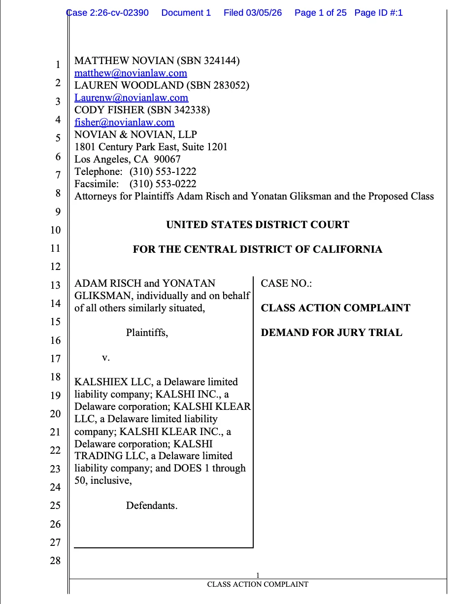 Lawsuit Alleges Deceptive Practices by Prediction Market Kalshi Over Khamenei Death Market