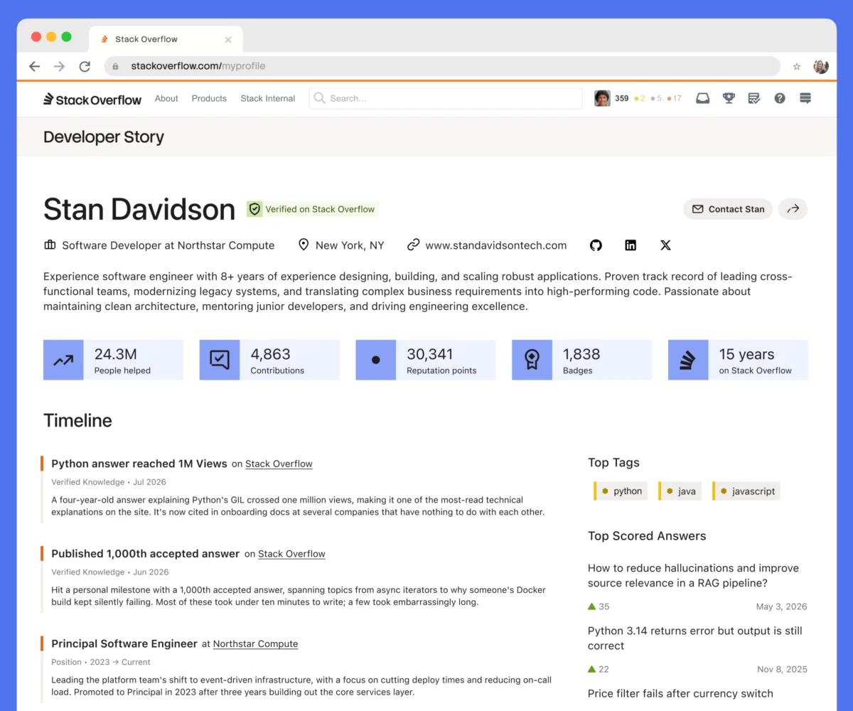 Stack Overflow Relaunches Developer Story as Part of New Stack Identity Initiative to Verify Technical Expertise in the AI Era